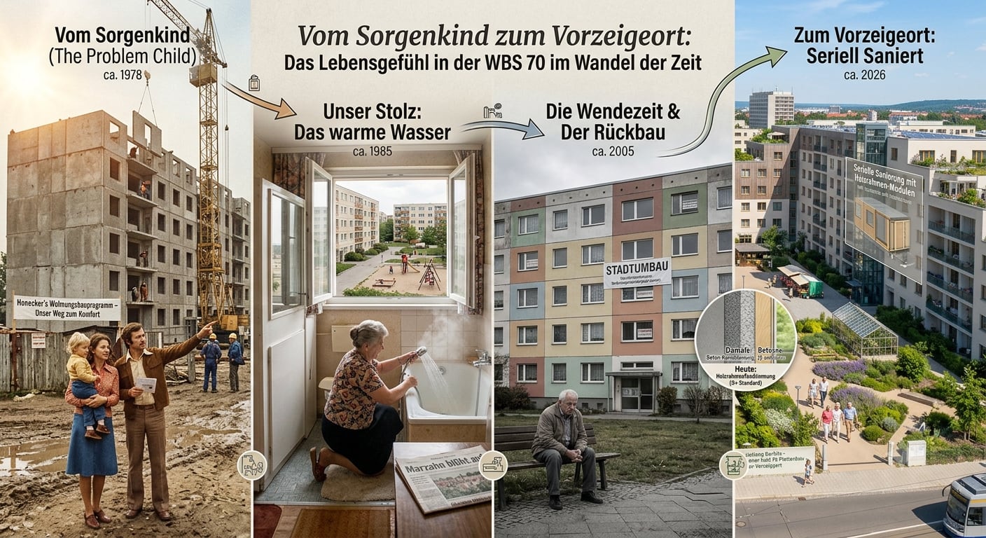 Vom warmen Wasser zum seriellen Sanieren: Das Lebensgefühl in der WBS 70 im Wandel der Zeit